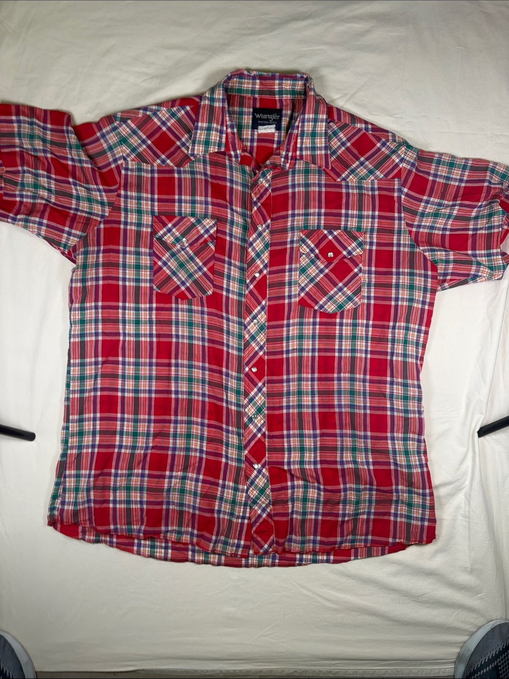 Wrangler Red Plaid Short-Sleeve Western Shirt